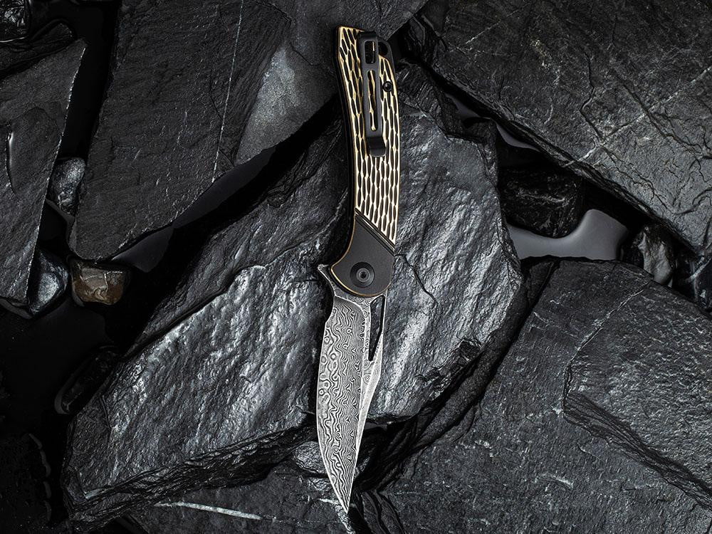 CIVIVI - C2005DS-1 Dogma -Black Damascus blade - BLACK BRASS Handle - True Talon