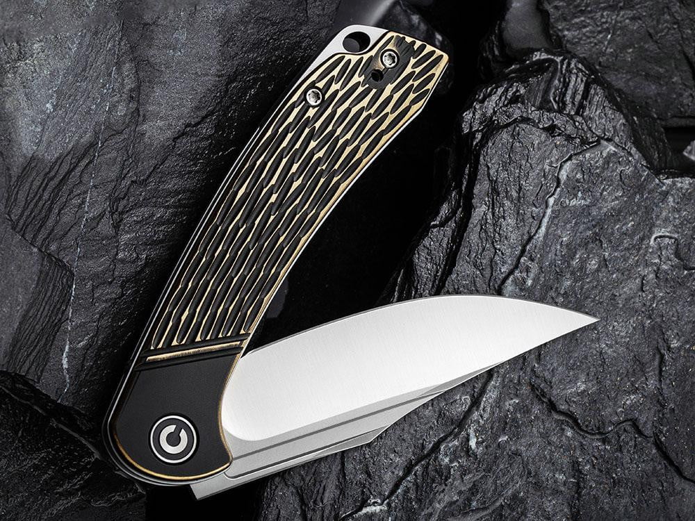 CIVIVI - C2014A Dogma - SATIN D2 BLADE - BLACK BRASS Handle - True Talon