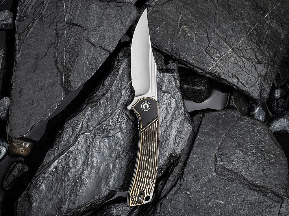 CIVIVI - C2014A Dogma - SATIN D2 BLADE - BLACK BRASS Handle - True Talon