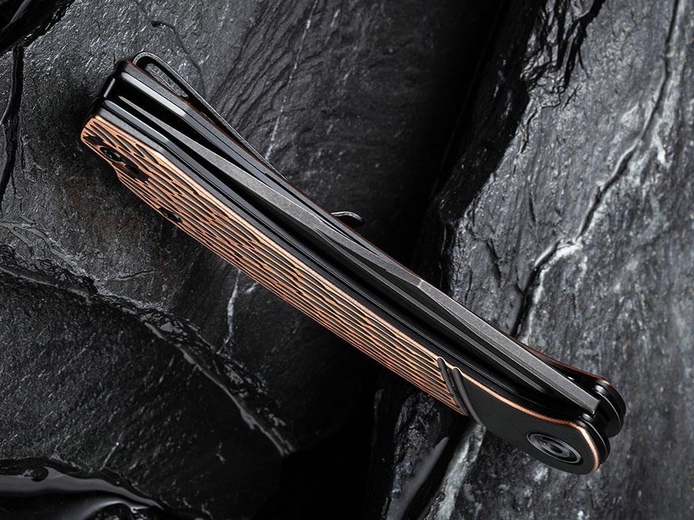 ** HERE NOW ** CIVIVI - C2014B Dogma - BLACK D2 BLADE - BLACK COPPER Handle - True Talon