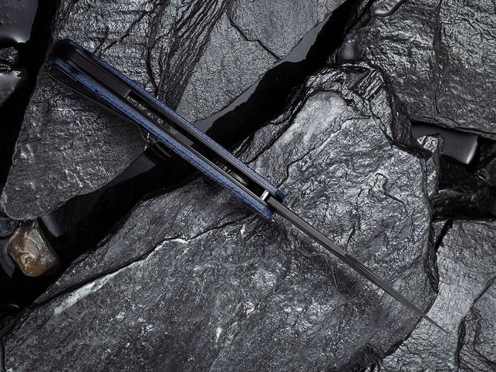 ** HERE NOW ** CIVIVI - C2014DS-2 Dogma - BLACK DAMASCUS blade - BLUE G10 & CARBON FIBER HANDLE - True Talon