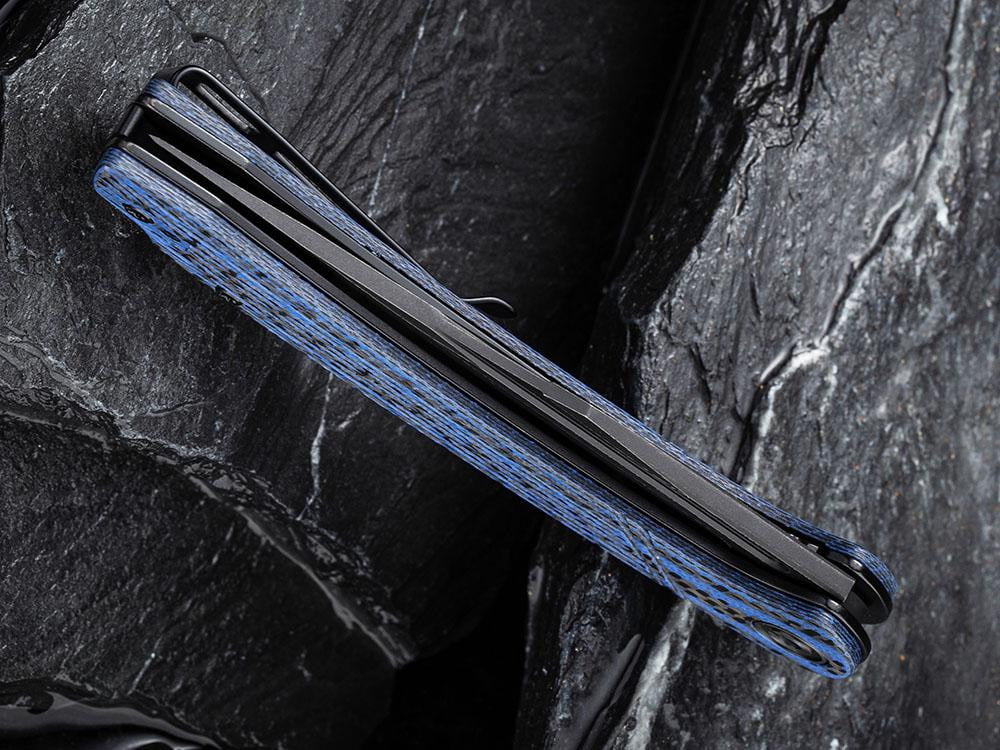 ** HERE NOW ** CIVIVI - C2014DS-2 Dogma - BLACK DAMASCUS blade - BLUE G10 & CARBON FIBER HANDLE - True Talon