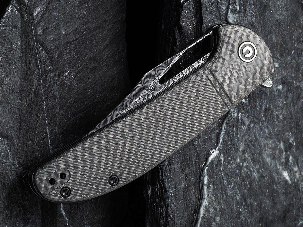** HERE NOW ** CIVIVI - C2013DS-1 ORTIS - DAMASCUS BLADE - CARBON FIBER HANDLE - True Talon