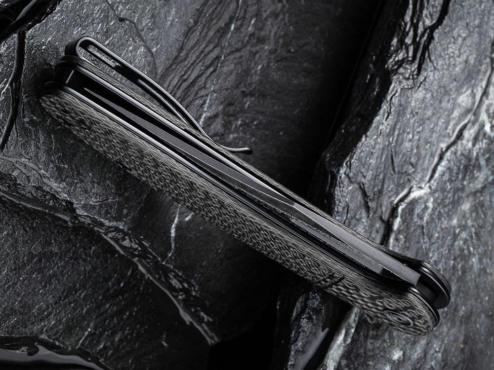 ** HERE NOW ** CIVIVI - C2013DS-1 ORTIS - DAMASCUS BLADE - CARBON FIBER HANDLE - True Talon