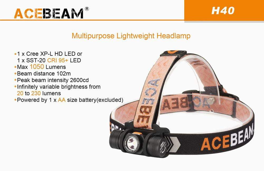 Acebeam H40 - 1050 Lumens HEADLAMP - True Talon