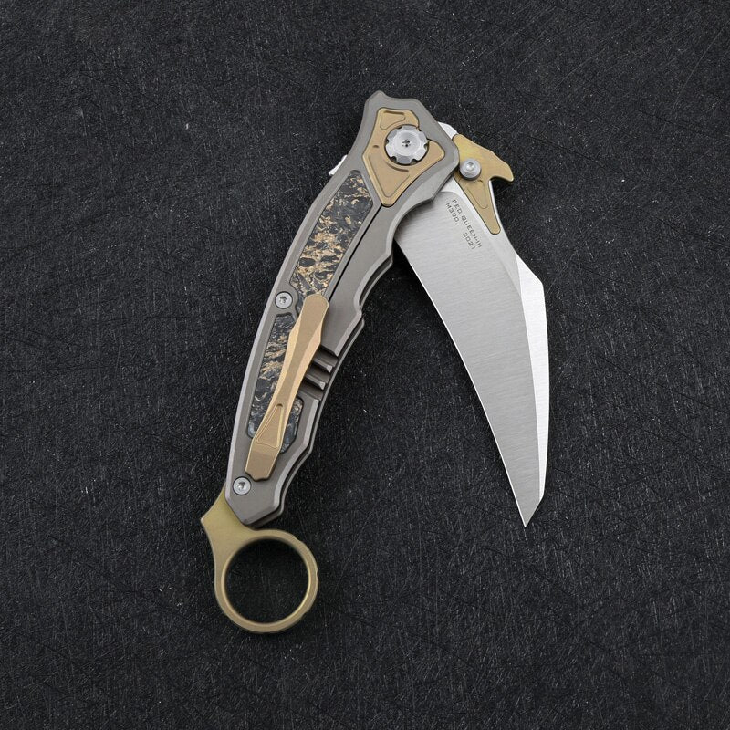 MAXACE RED QUEEN III - M390 BLADE - KARAMBIT - MULTI ROW BEARINGS - LUMINOUS CF