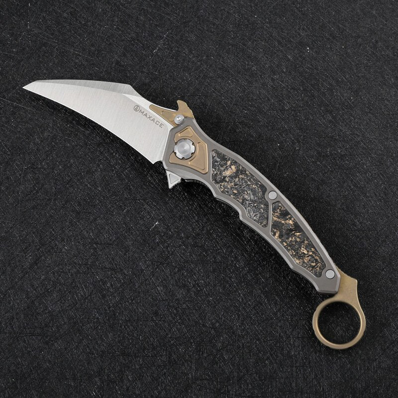 MAXACE RED QUEEN III - M390 BLADE - KARAMBIT - MULTI ROW BEARINGS - LUMINOUS CF