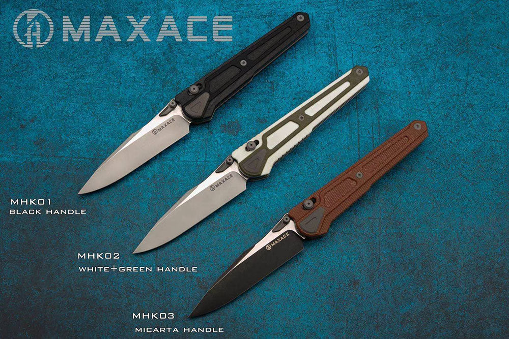 MAXACE HERON-K- Bohler K110 Blade - Titanium and G10 or Micarta - Axis Lock