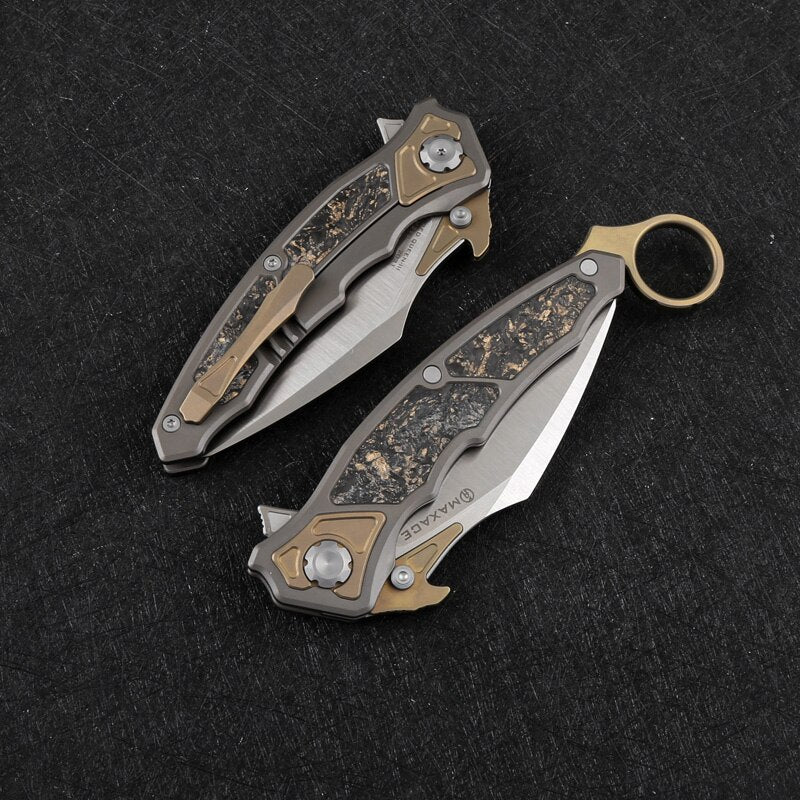 MAXACE RED QUEEN III - M390 BLADE - KARAMBIT - MULTI ROW BEARINGS - LUMINOUS CF