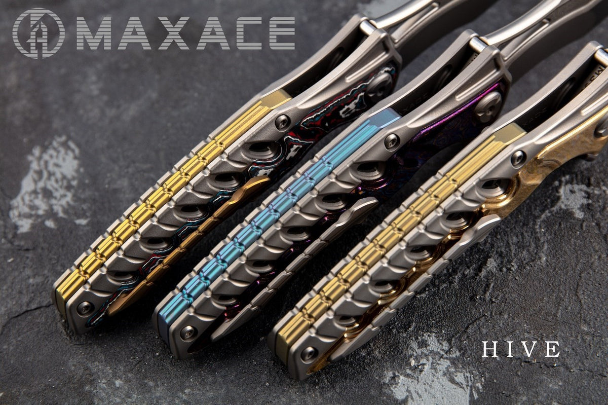 # ** BACK AGAIN ** MAXACE HIVE - M390 Blade - Various Handles - MIDNIGHT CAT DESIGN