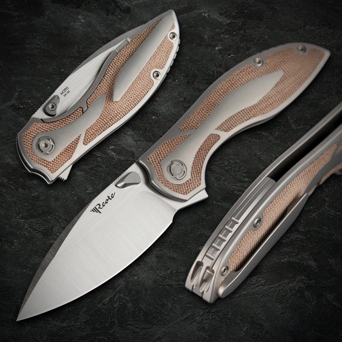 Reate Knives - IRON X - 3.25 INCH M390 BLADE - Carbon Fiber Or Micarta Handles