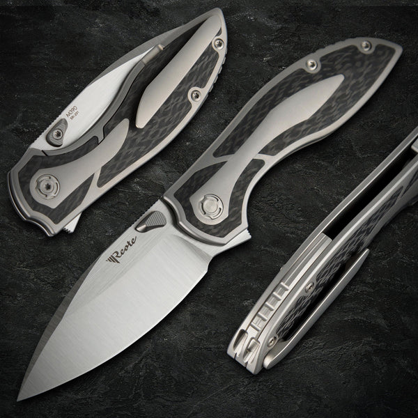 # ** HERE NOW ** Reate Knives - IRON X  - 3.25 INCH M390 BLADE - Carbon Fiber Or Micarta Handles