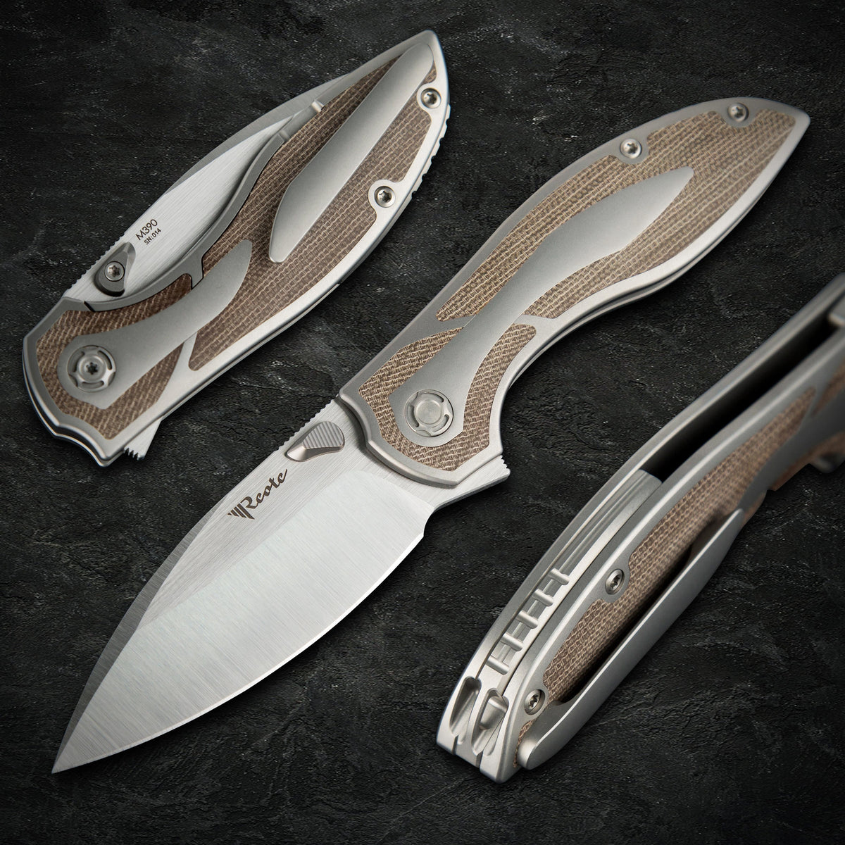Reate Knives - IRON X - 3.25 INCH M390 BLADE - Carbon Fiber Or Micarta Handles