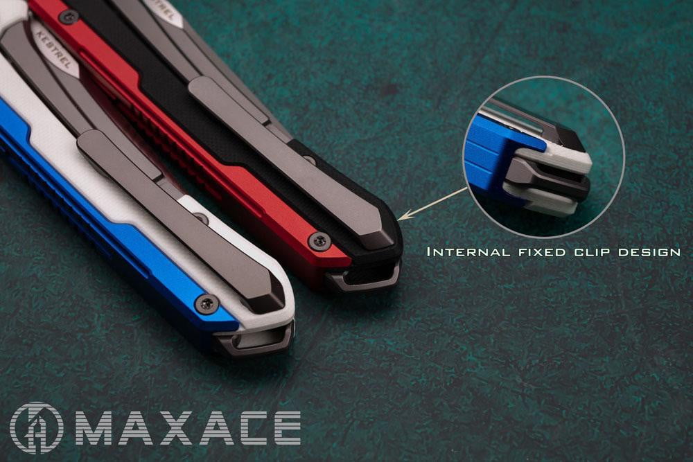 # ** HERE NOW ** Maxace KESTREL - M390 Blade - FRONT FLIPPER - G10 / Titanium / Aluminum Handle - True Talon
