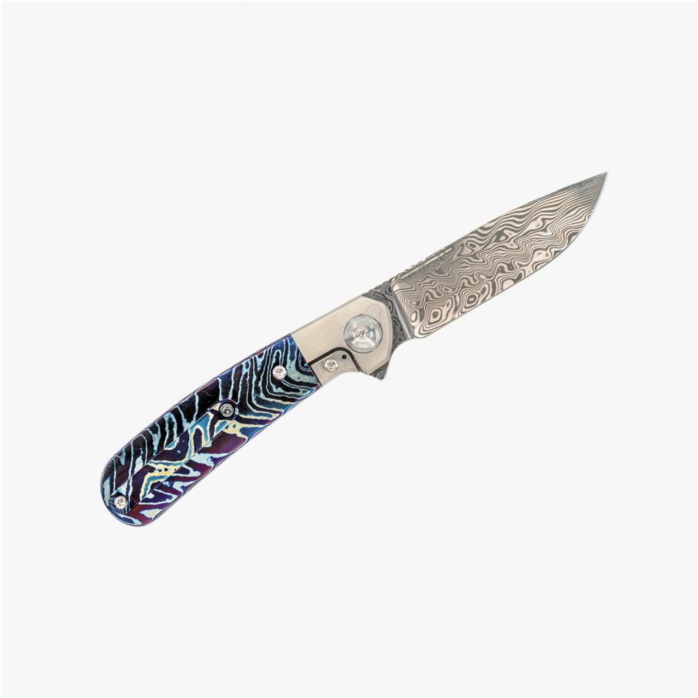 Liong Mah - L-1 - DAMASTEEL BLADE - INTEGRAL TITANIUM HANDLE - FAT CARBON FIBER INLAYS
