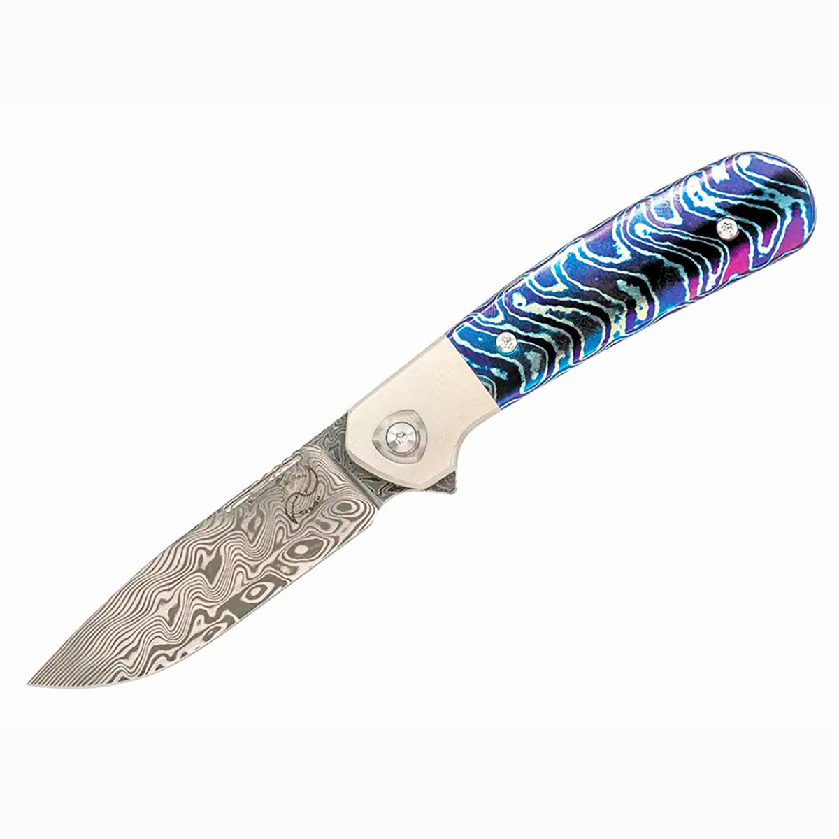 Liong Mah - L-1 - DAMASTEEL BLADE - INTEGRAL TITANIUM HANDLE - FAT CARBON FIBER INLAYS