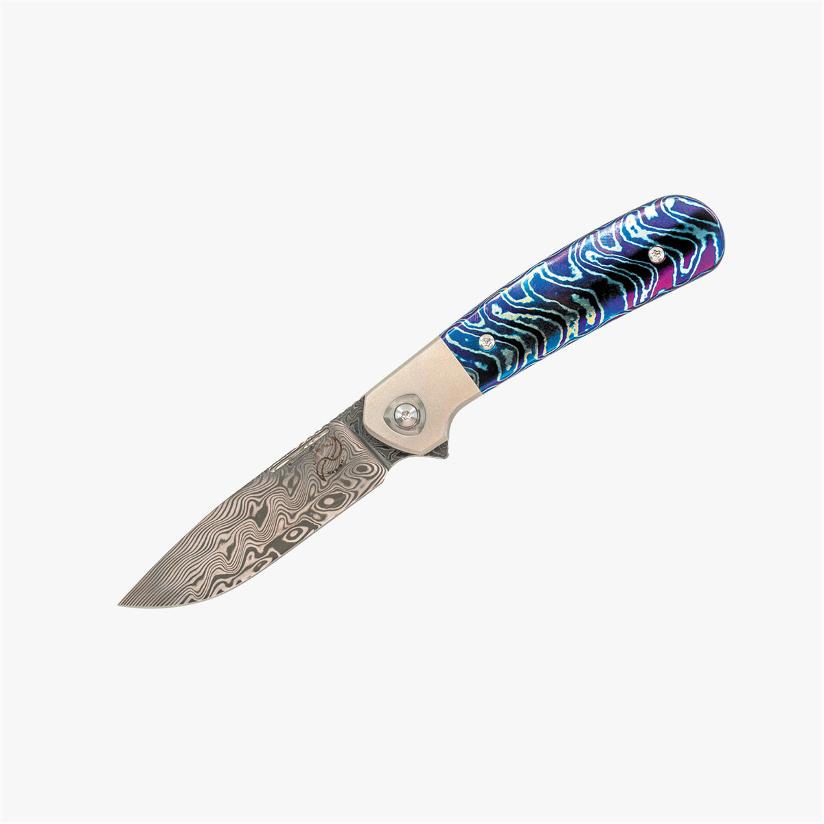 Liong Mah - L-1 - DAMASTEEL BLADE - INTEGRAL TITANIUM HANDLE - FAT CARBON FIBER INLAYS