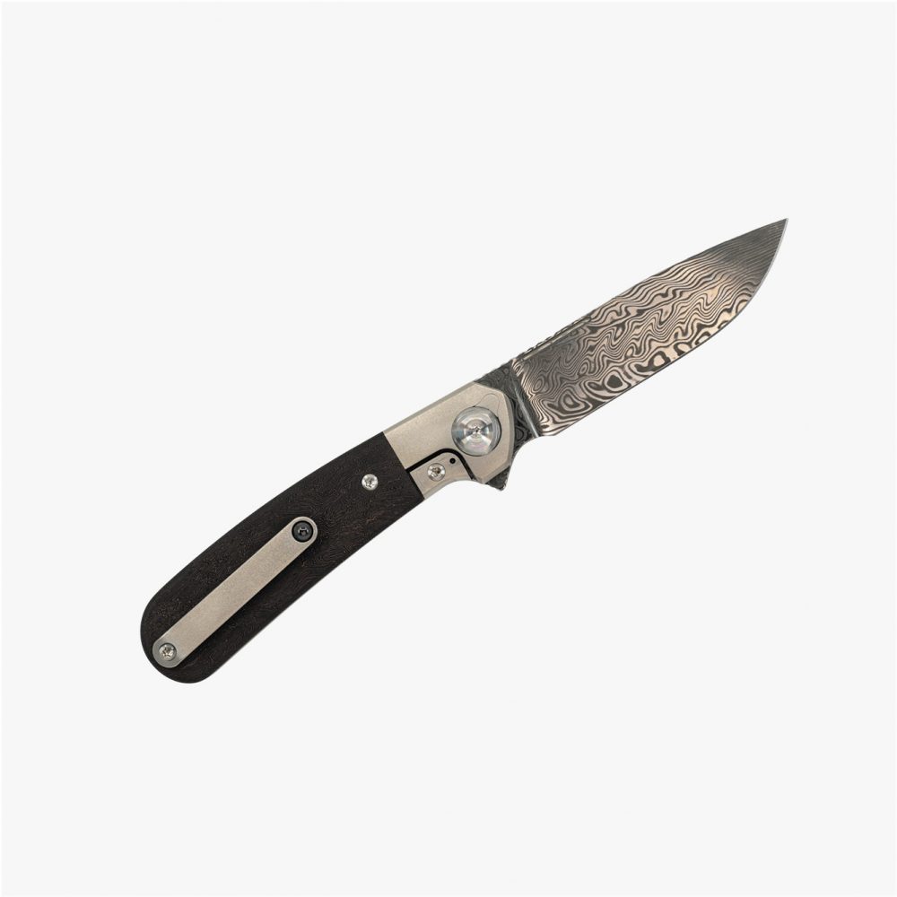 Liong Mah - L-1 - DAMASTEEL BLADE - INTEGRAL TITANIUM HANDLE - FAT CARBON FIBER INLAYS