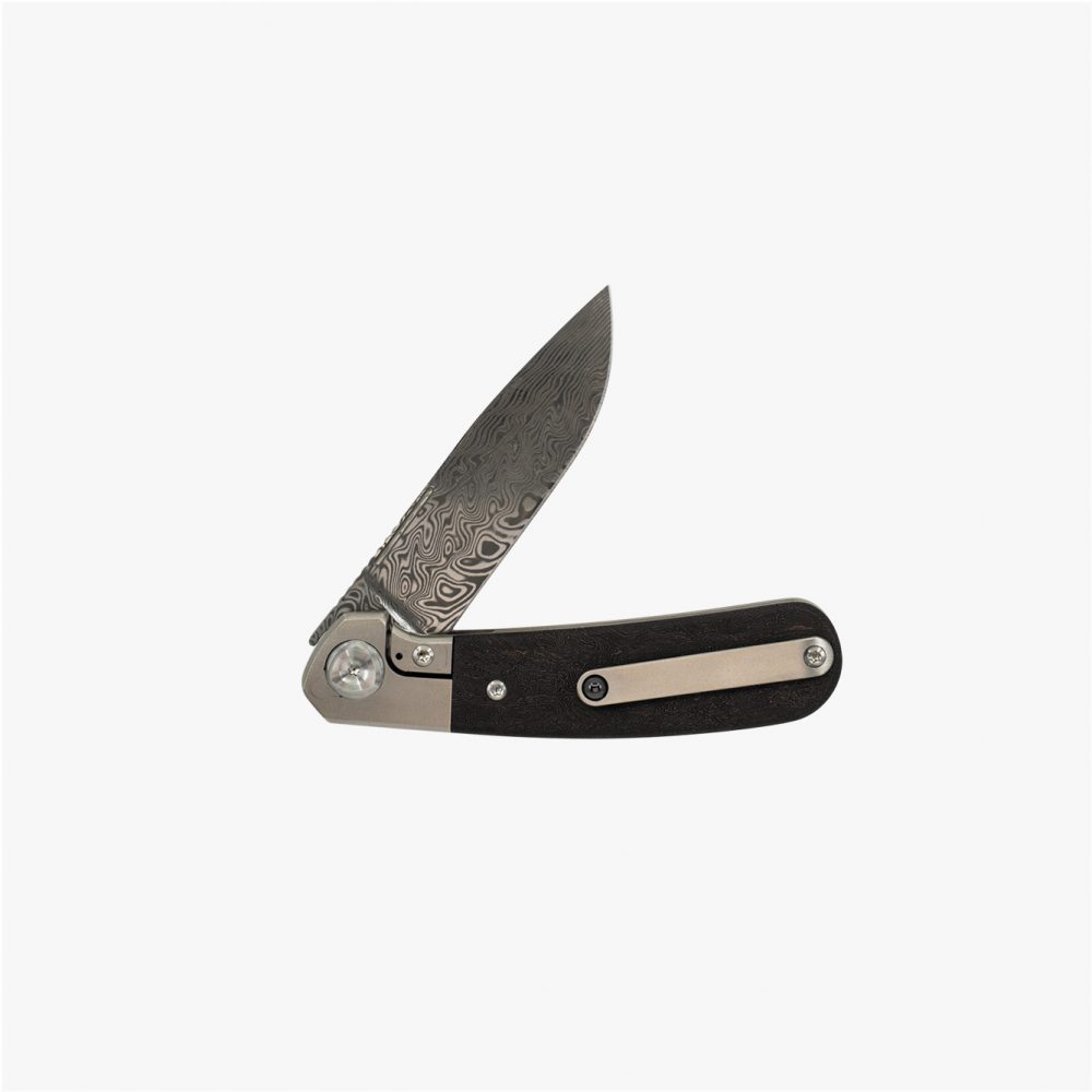 Liong Mah - L-1 - DAMASTEEL BLADE - INTEGRAL TITANIUM HANDLE - FAT CARBON FIBER INLAYS