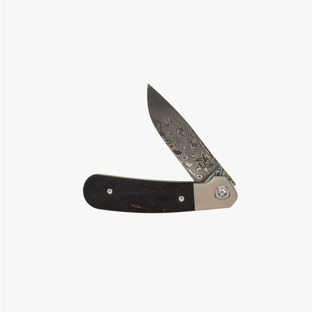 Liong Mah - L-1 - DAMASTEEL BLADE - INTEGRAL TITANIUM HANDLE - FAT CARBON FIBER INLAYS