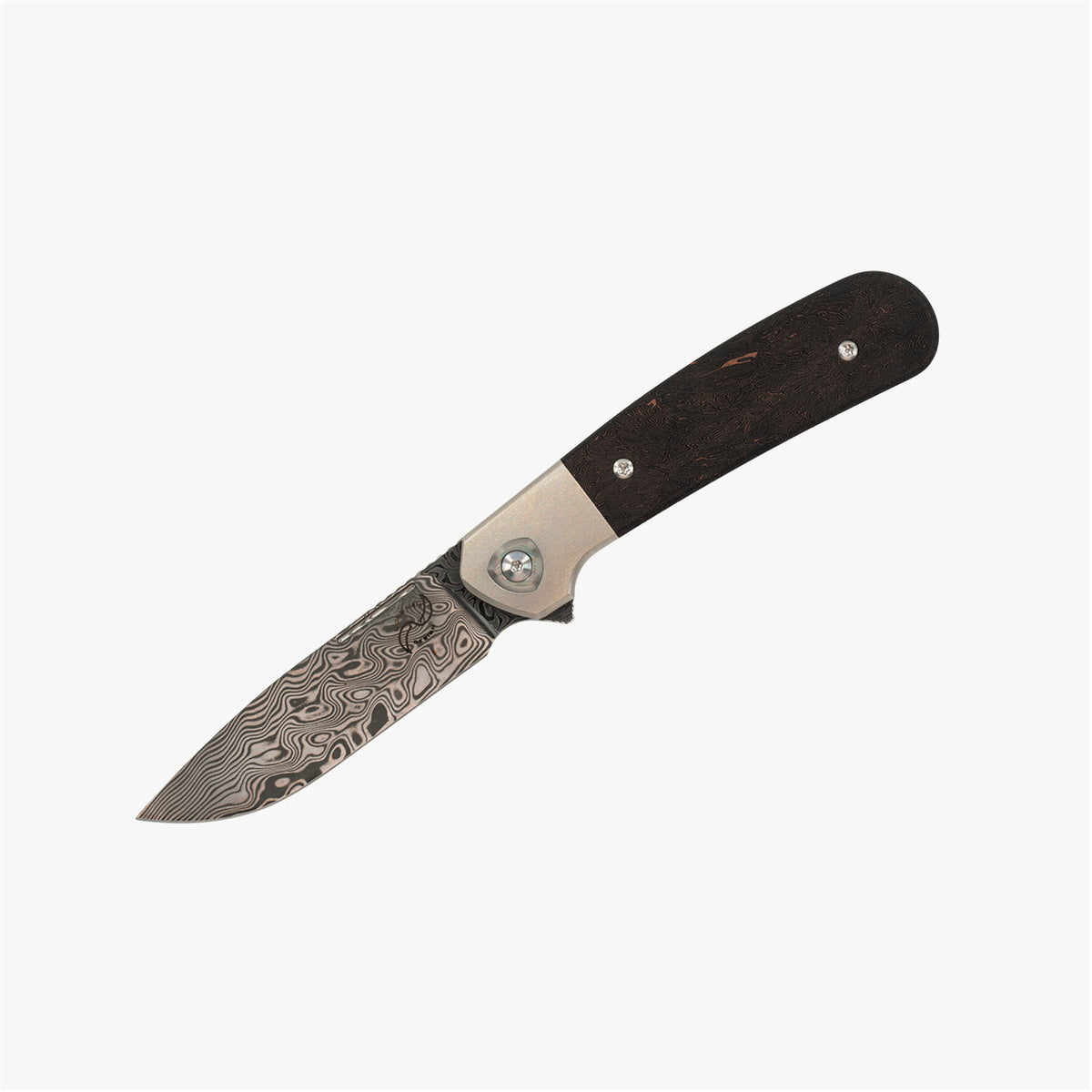 Liong Mah - L-1 - DAMASTEEL BLADE - INTEGRAL TITANIUM HANDLE - FAT CARBON FIBER INLAYS