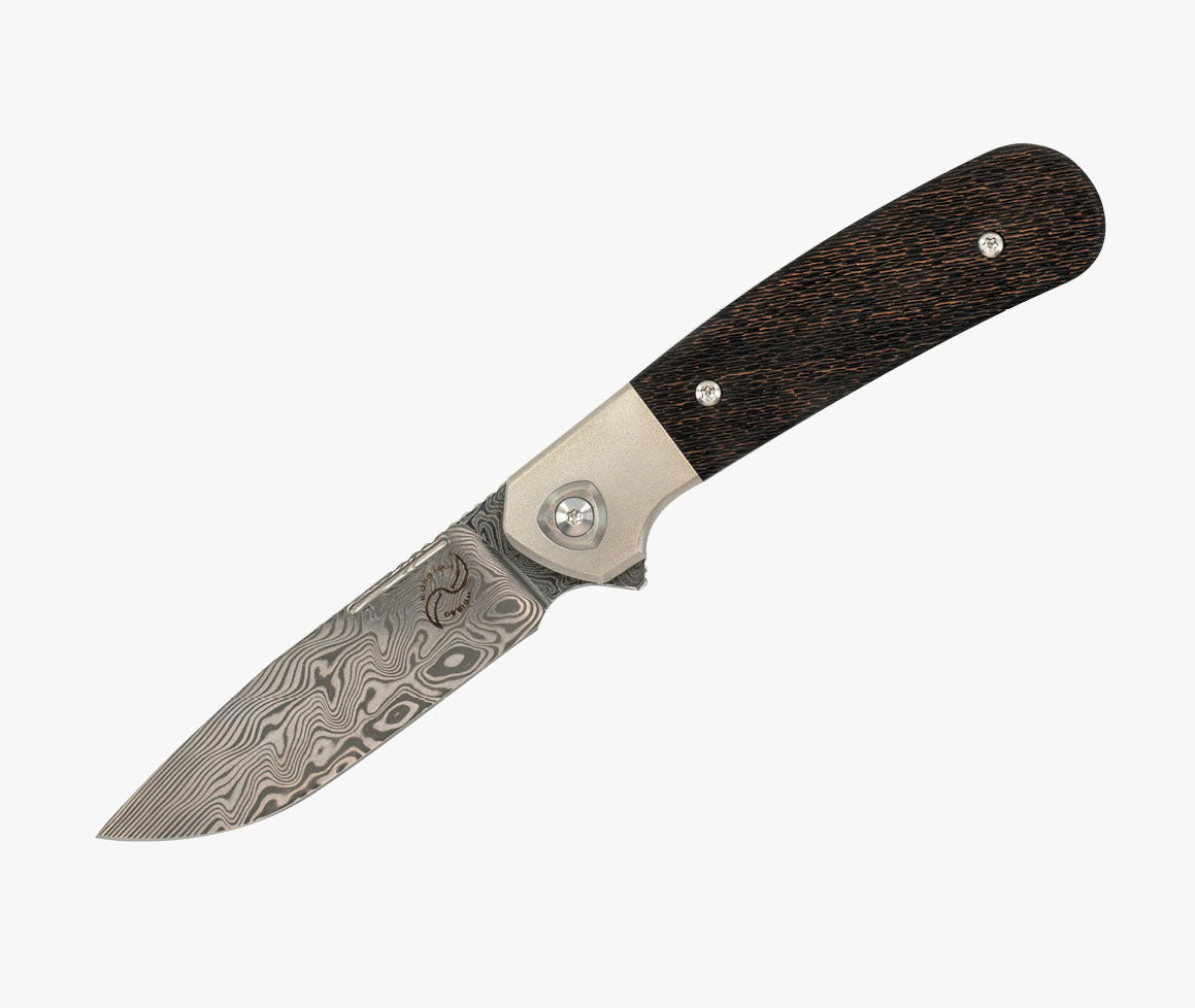 Liong Mah - L-1 - DAMASTEEL BLADE - INTEGRAL TITANIUM HANDLE - FAT CARBON FIBER INLAYS