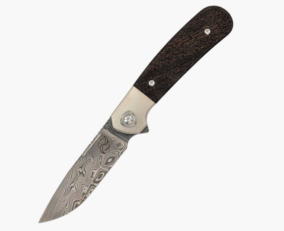 Liong Mah - L-1 - DAMASTEEL BLADE - INTEGRAL TITANIUM HANDLE - FAT CARBON FIBER INLAYS