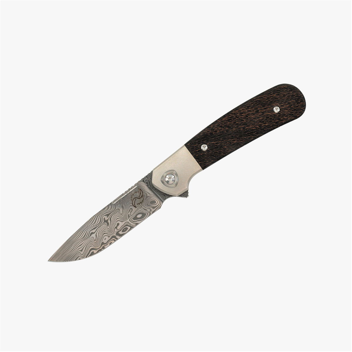 Liong Mah - L-1 - DAMASTEEL BLADE - INTEGRAL TITANIUM HANDLE - FAT CARBON FIBER INLAYS