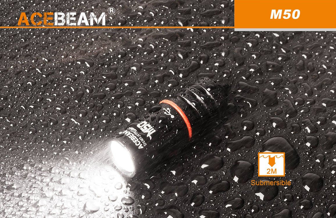 ** 200 LUMENS - PERFECT GIFT OR EDC ** Acebeam M50 - USB Rechargable Key Ring Light - True Talon
