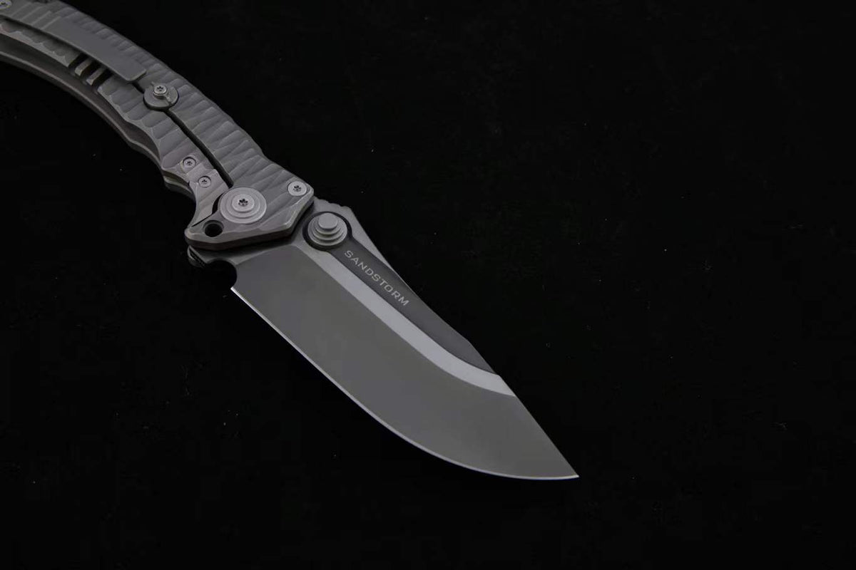 MAXACE SANDSTORM - 4.25 INCH M390 Blade - INTEGRAL HANDLE - MIDNIGHT CAT DESIGN