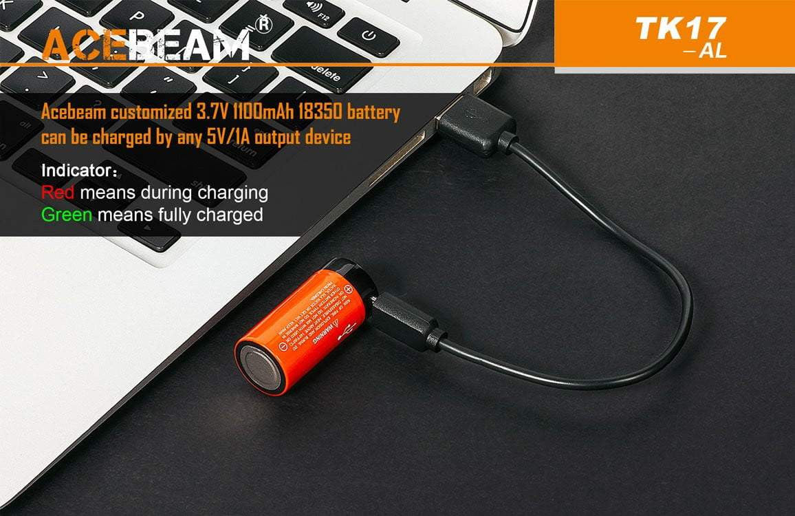 ** 2300 Lumens ** Acebeam TK17 - Only 83mm long - Gold plated switch and clip - True Talon