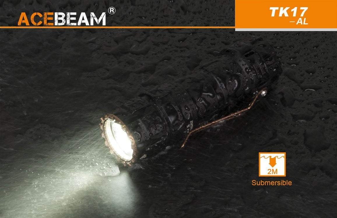 ** 2300 Lumens ** Acebeam TK17 - Only 83mm long - Gold plated switch and clip - True Talon