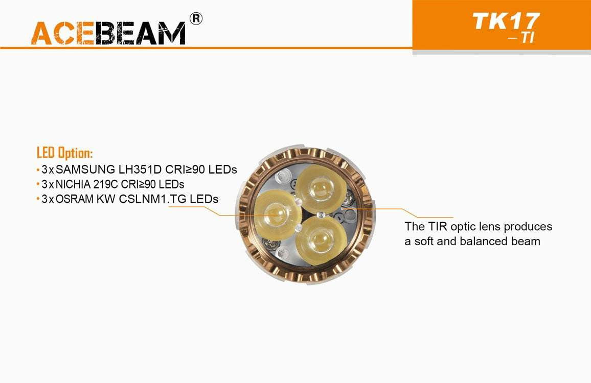 ** UNDER COST PRICE FLASH SALE ** Acebeam TK17 TITANIUM - LIMITED EDITION WITH CUSTOM SILVER CLIP - 2300 LUMEMS - True Talon