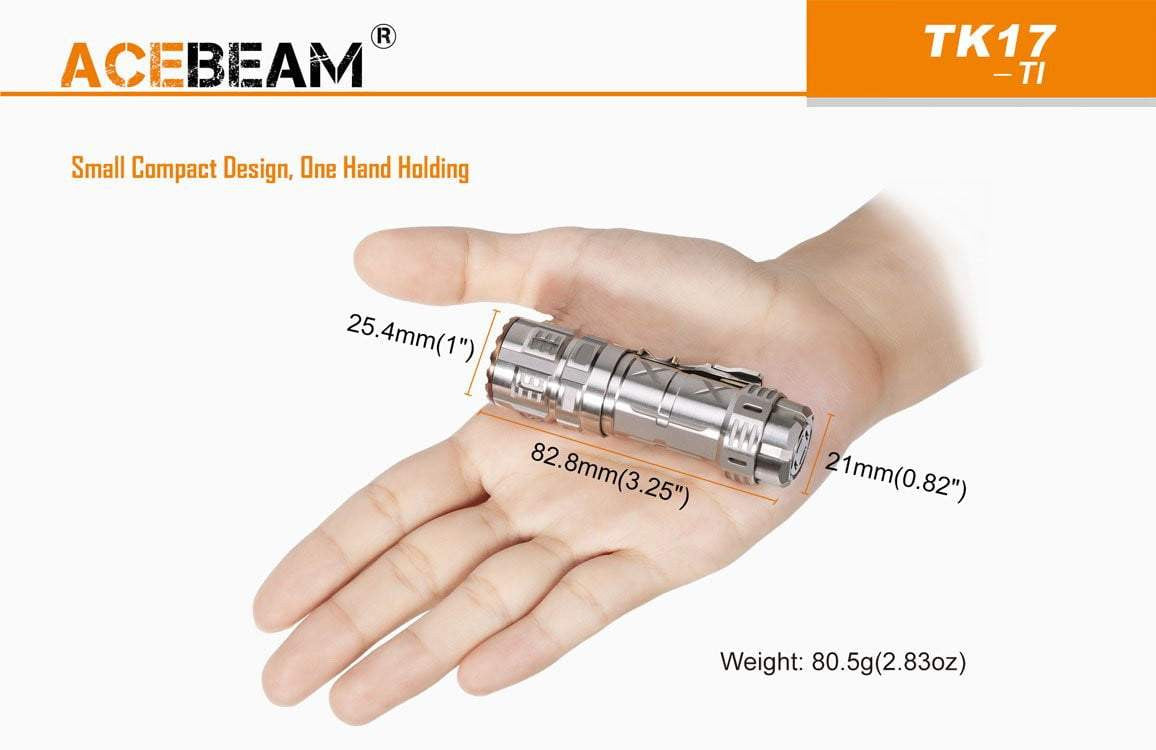 ** UNDER COST PRICE FLASH SALE ** Acebeam TK17 TITANIUM - LIMITED EDITION WITH CUSTOM SILVER CLIP - 2300 LUMEMS - True Talon