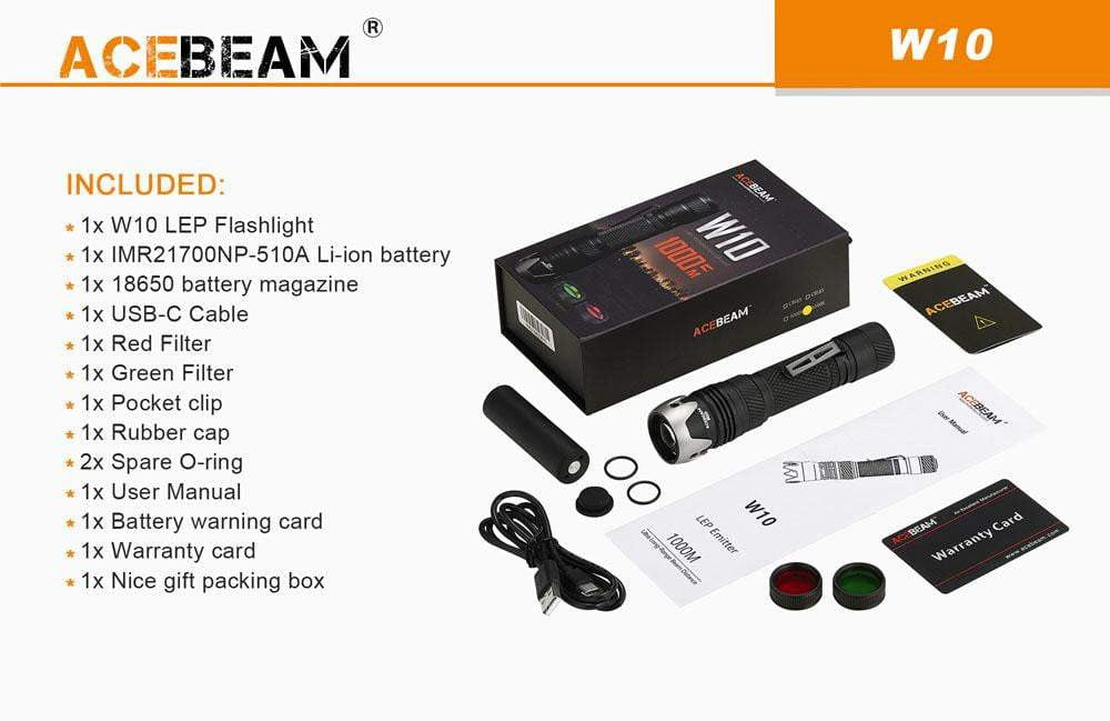 Acebeam W10 - 1 Kilometer Range - White Laser - True Talon