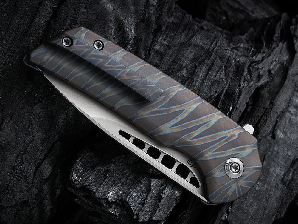 WE Knives - WE054BL MINI MALICE - 20CV Blade - Button Lock - Ferrum Forge Design