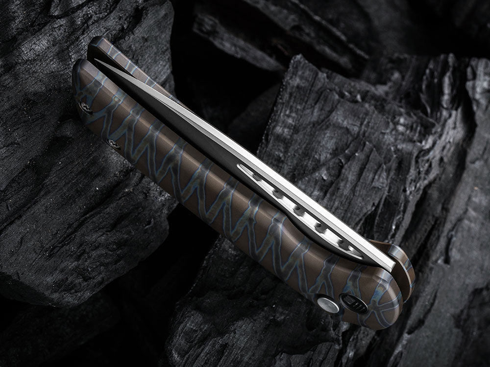 WE Knives - WE054BL MINI MALICE - 20CV Blade - Button Lock - Ferrum Forge Design