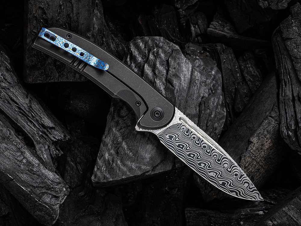 # ** HERE NOW ** WE Knife - WE20061B-BEACON - DAMASTEEL BLADE- Titanium Handle
