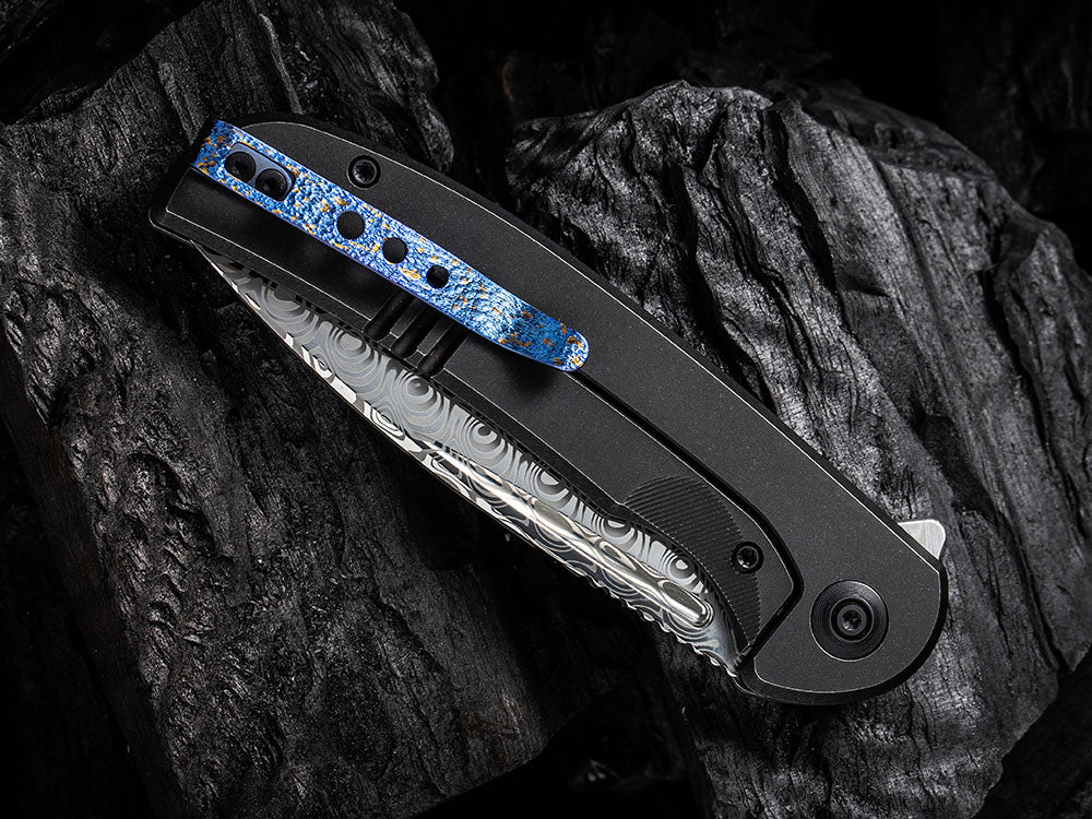 # ** HERE NOW ** WE Knife - WE20061B-BEACON - DAMASTEEL BLADE- Titanium Handle