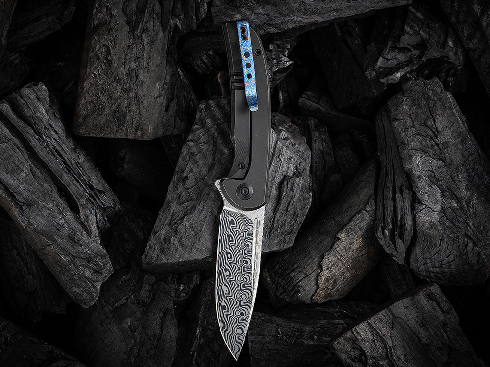 # ** HERE NOW ** WE Knife - WE20061B-BEACON - DAMASTEEL BLADE- Titanium Handle