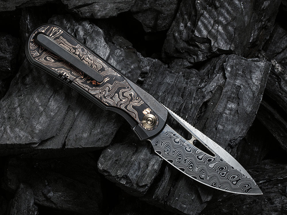 # ** HERE NOW ** WE Knife WE-WE21033 - BALOO - 20CV or Damasteel Blade - CARBON FIBER HANDLE - OSTAP HEL DESIGN