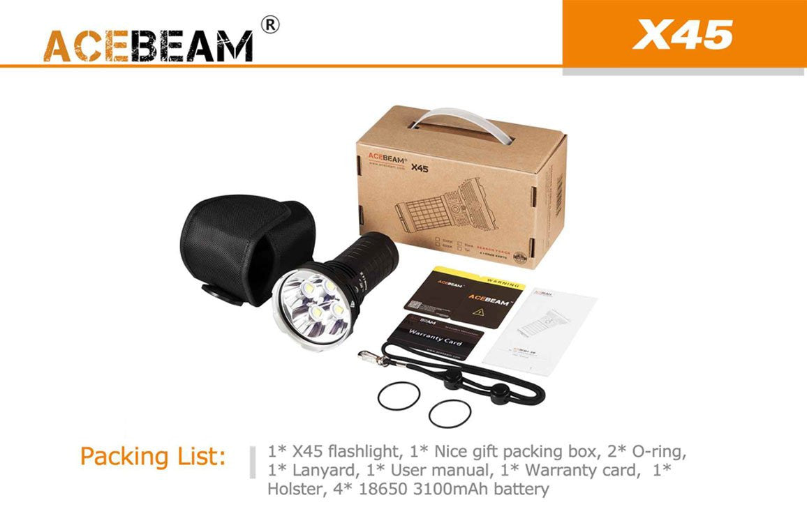 Acebeam X45 - 18,000 Lumens - inc. batteries - True Talon
