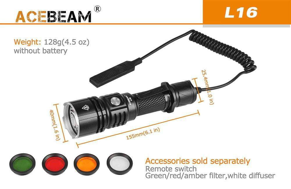Acebeam L16 Tactical - 2000 Lumens - 603 Metre Throw - True Talon