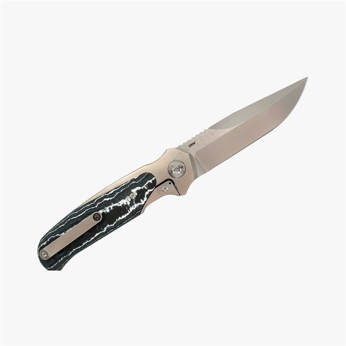 Liong Mah - Model 18 - S90V or Damasteel Blade - INTEGRAL TITANIUM HANDLE - FAT CARBON FIBER INLAYS
