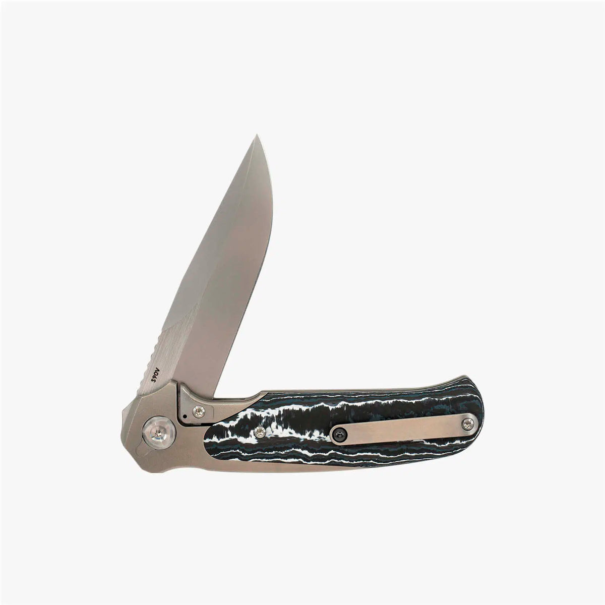 Liong Mah - Model 18 - S90V or Damasteel Blade - INTEGRAL TITANIUM HANDLE - FAT CARBON FIBER INLAYS