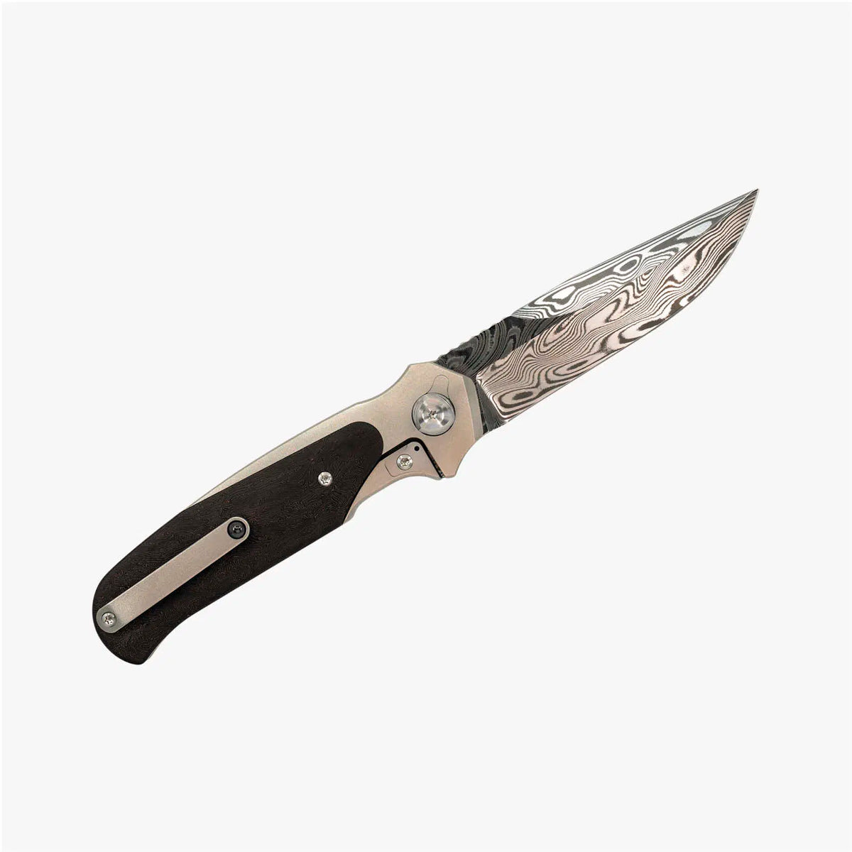 Liong Mah - Model 18 - S90V or Damasteel Blade - INTEGRAL TITANIUM HANDLE - FAT CARBON FIBER INLAYS