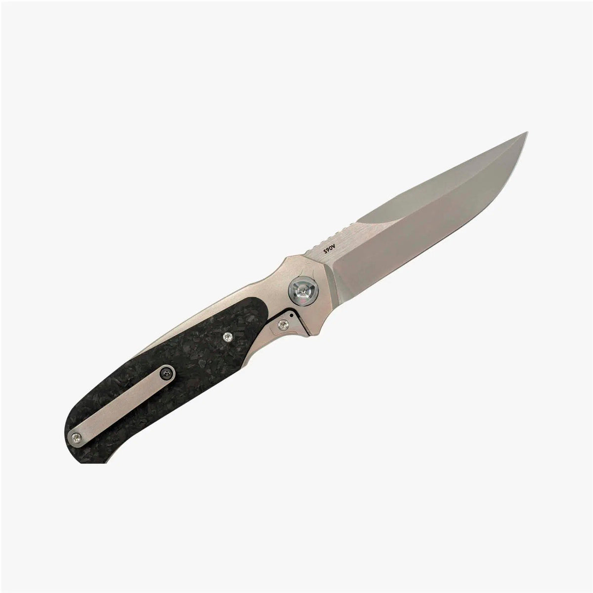 Liong Mah - Model 18 - S90V or Damasteel Blade - INTEGRAL TITANIUM HANDLE - FAT CARBON FIBER INLAYS