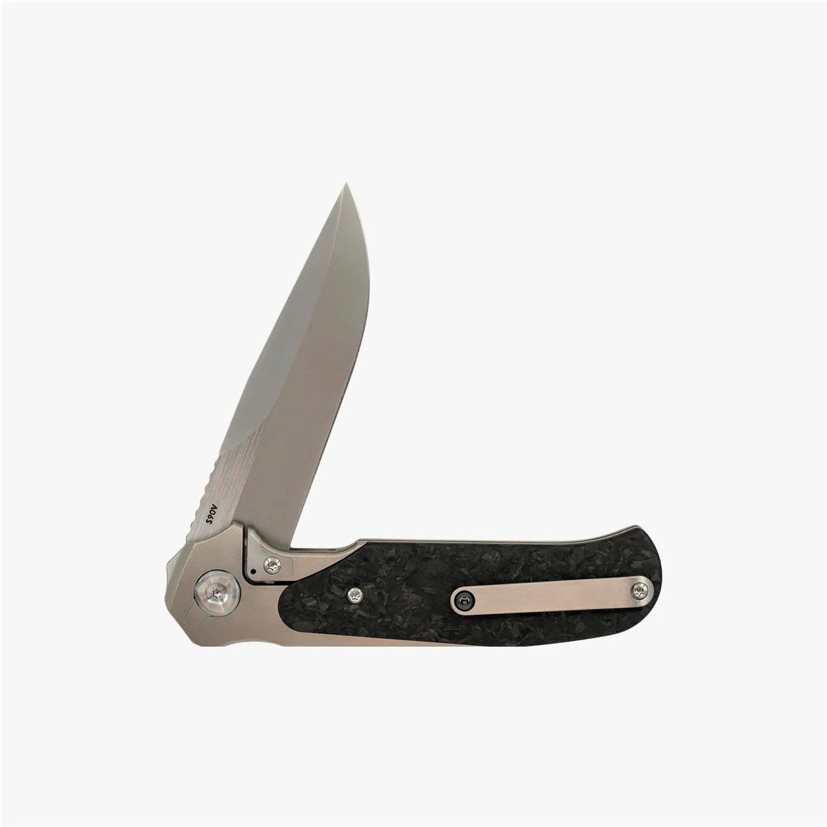 Liong Mah - Model 18 - S90V or Damasteel Blade - INTEGRAL TITANIUM HANDLE - FAT CARBON FIBER INLAYS