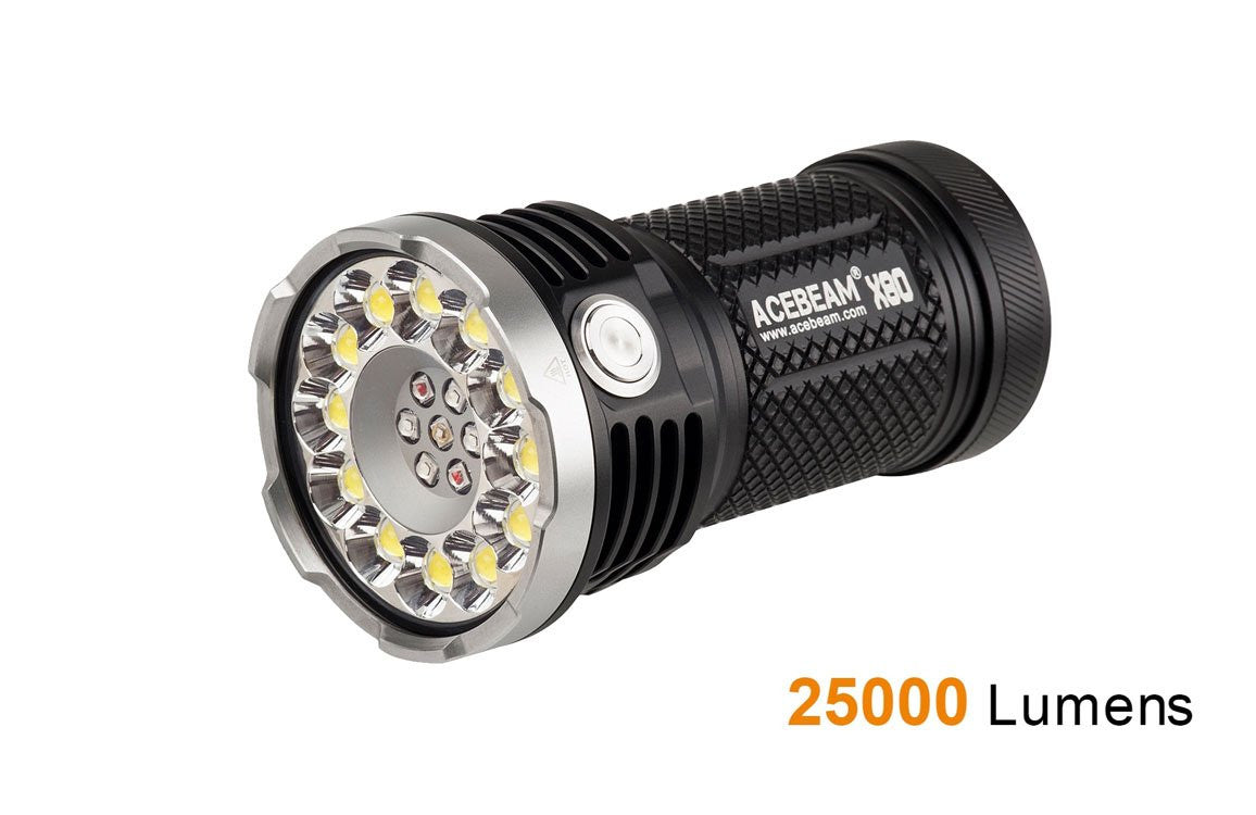 ** FLASH SALE ** Acebeam X80 - 25,000 Lumens - White, Red, Green, Blue and UV LEDs - True Talon