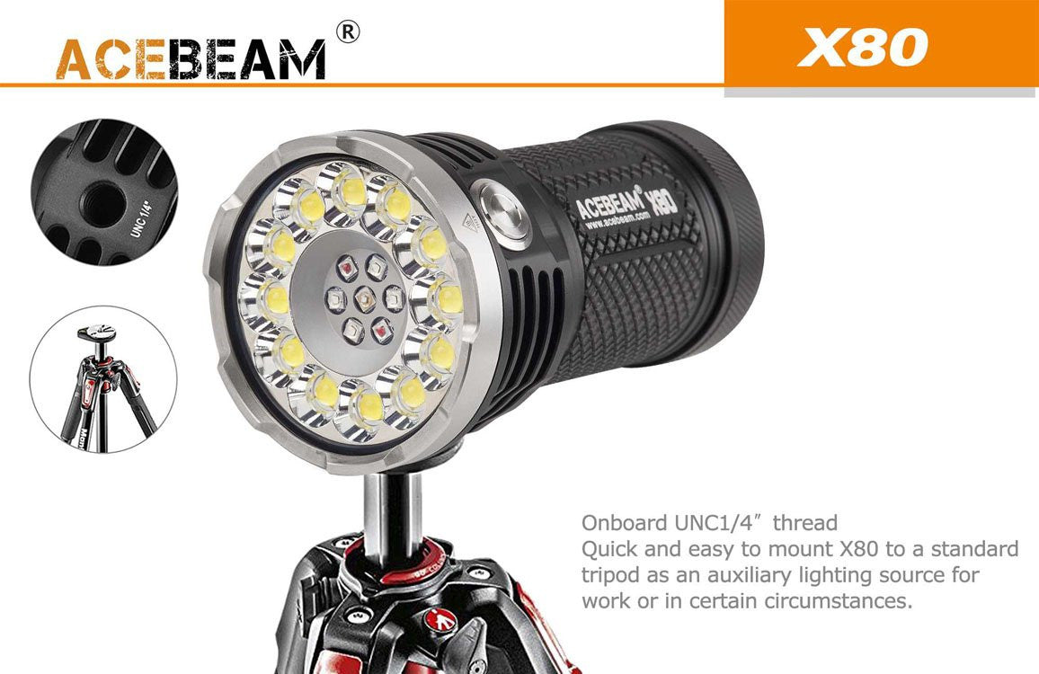 ** FLASH SALE ** Acebeam X80 - 25,000 Lumens - White, Red, Green, Blue and UV LEDs - True Talon